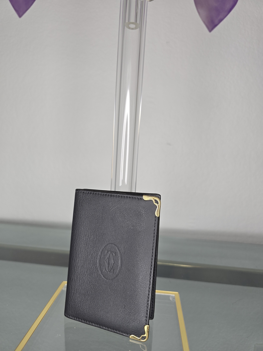 Cartier Wallet with Gold Corner Accents